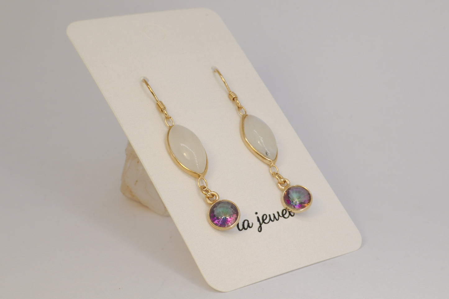 Moonstone/Mystic Topaz 24k Gold Plated Earring