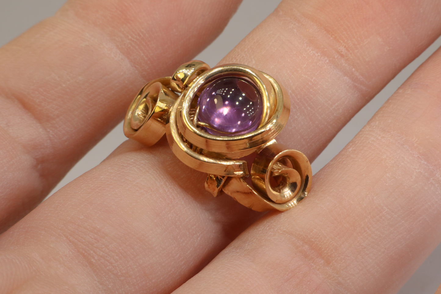 Gala Amethyst Gold Plated Solid Sterling Silver Ring