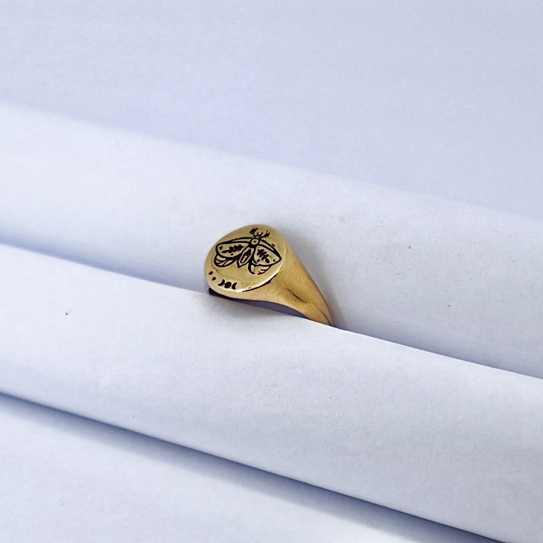 Oval signet Gold Plated Solid Sterling Silver Ring