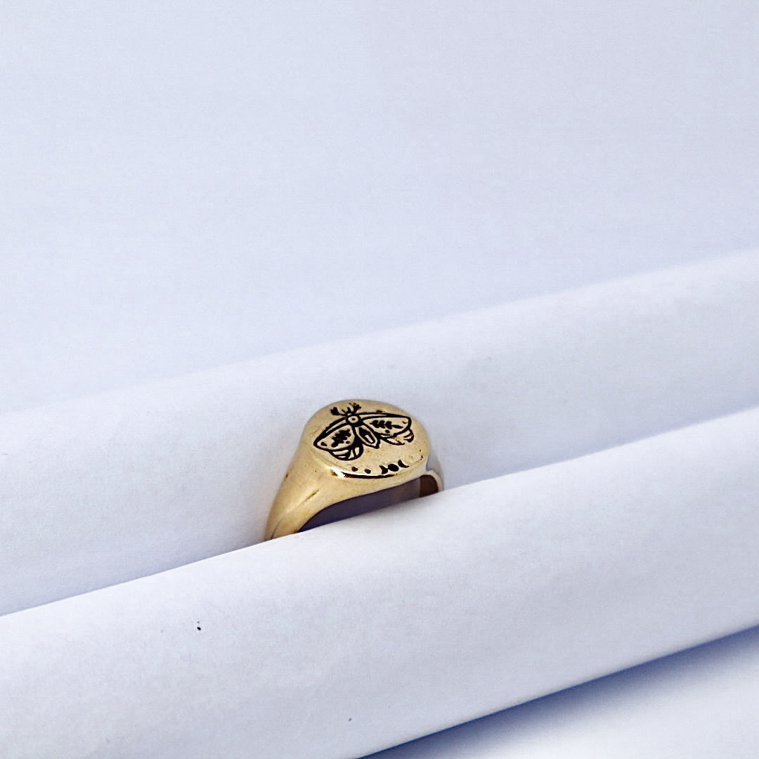 Oval signet Gold Plated Solid Sterling Silver Ring