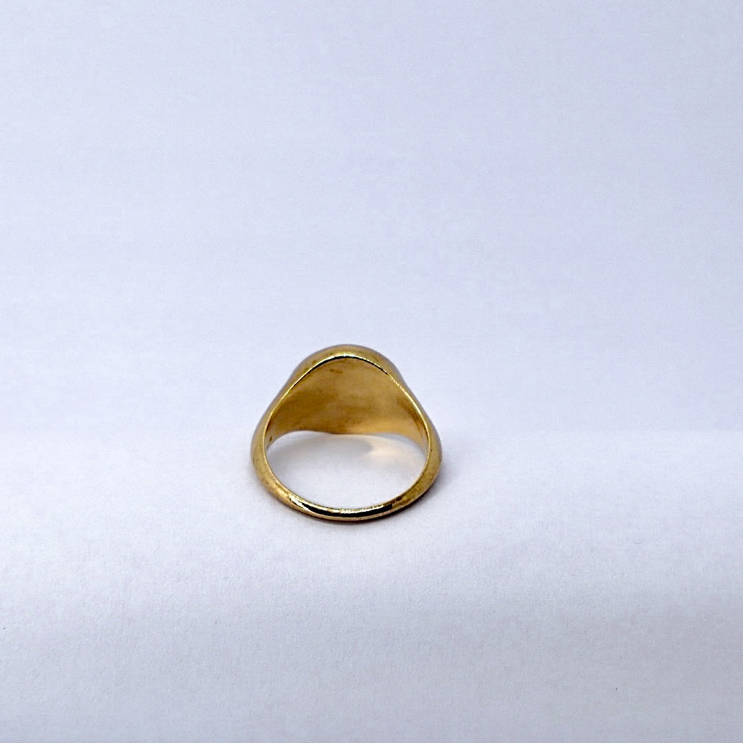 Oval signet Gold Plated Solid Sterling Silver Ring