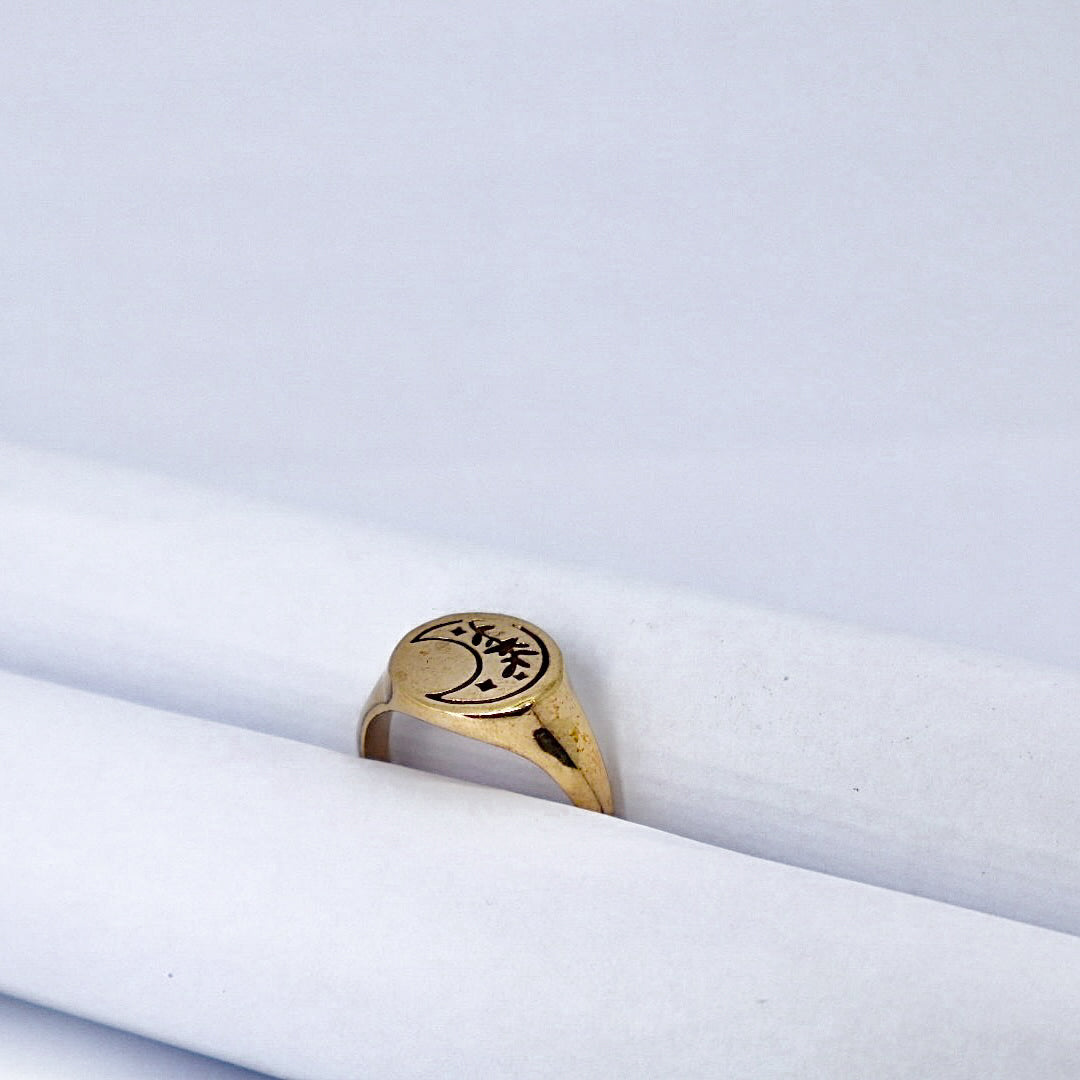 Oval signet Gold Plated Solid Sterling Silver Ring