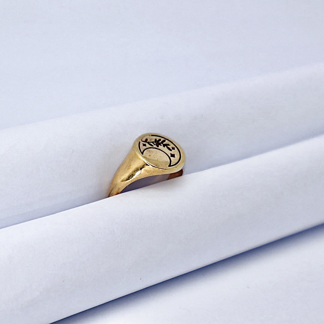 Oval signet Gold Plated Solid Sterling Silver Ring