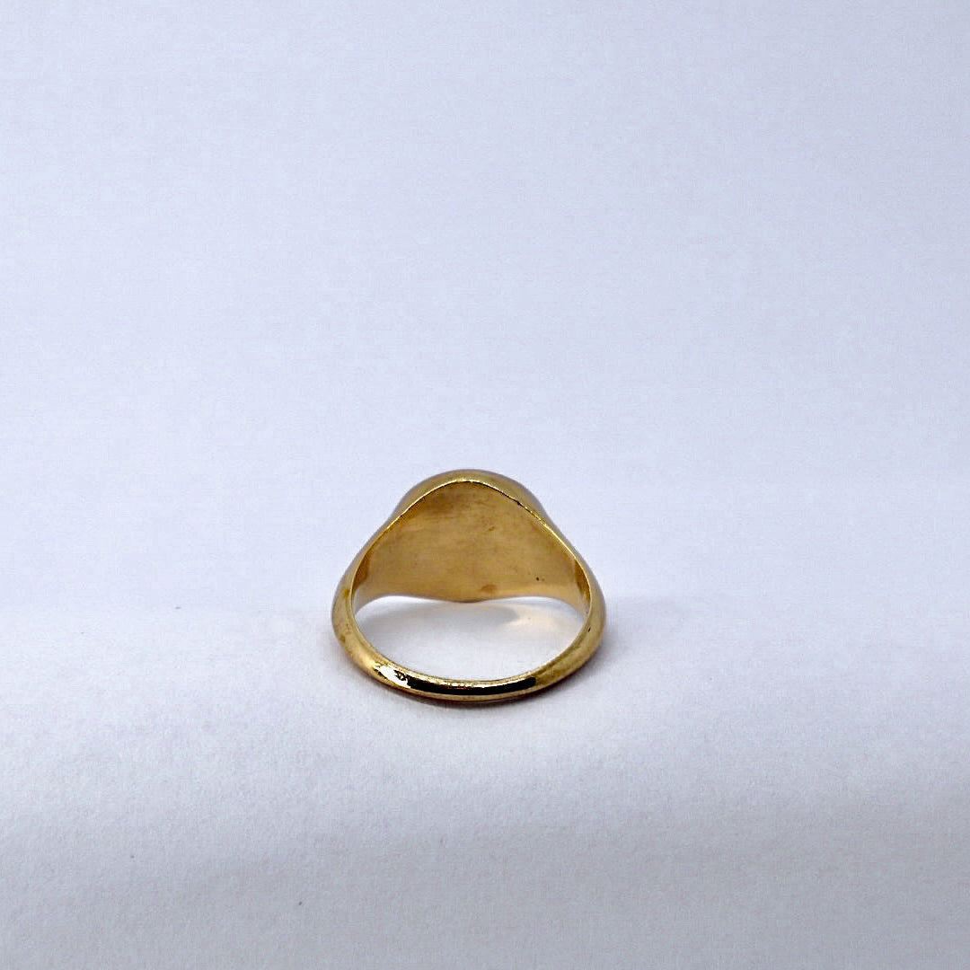 Oval signet Gold Plated Solid Sterling Silver Ring