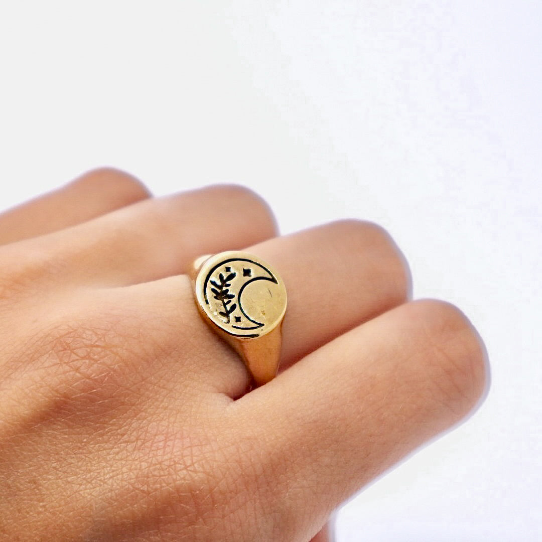 Oval signet Gold Plated Solid Sterling Silver Ring