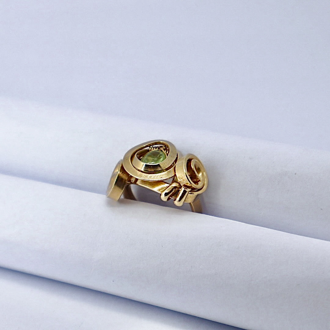 Gala Peridot Olivina Gold Plated Solid Sterling Silver Ring