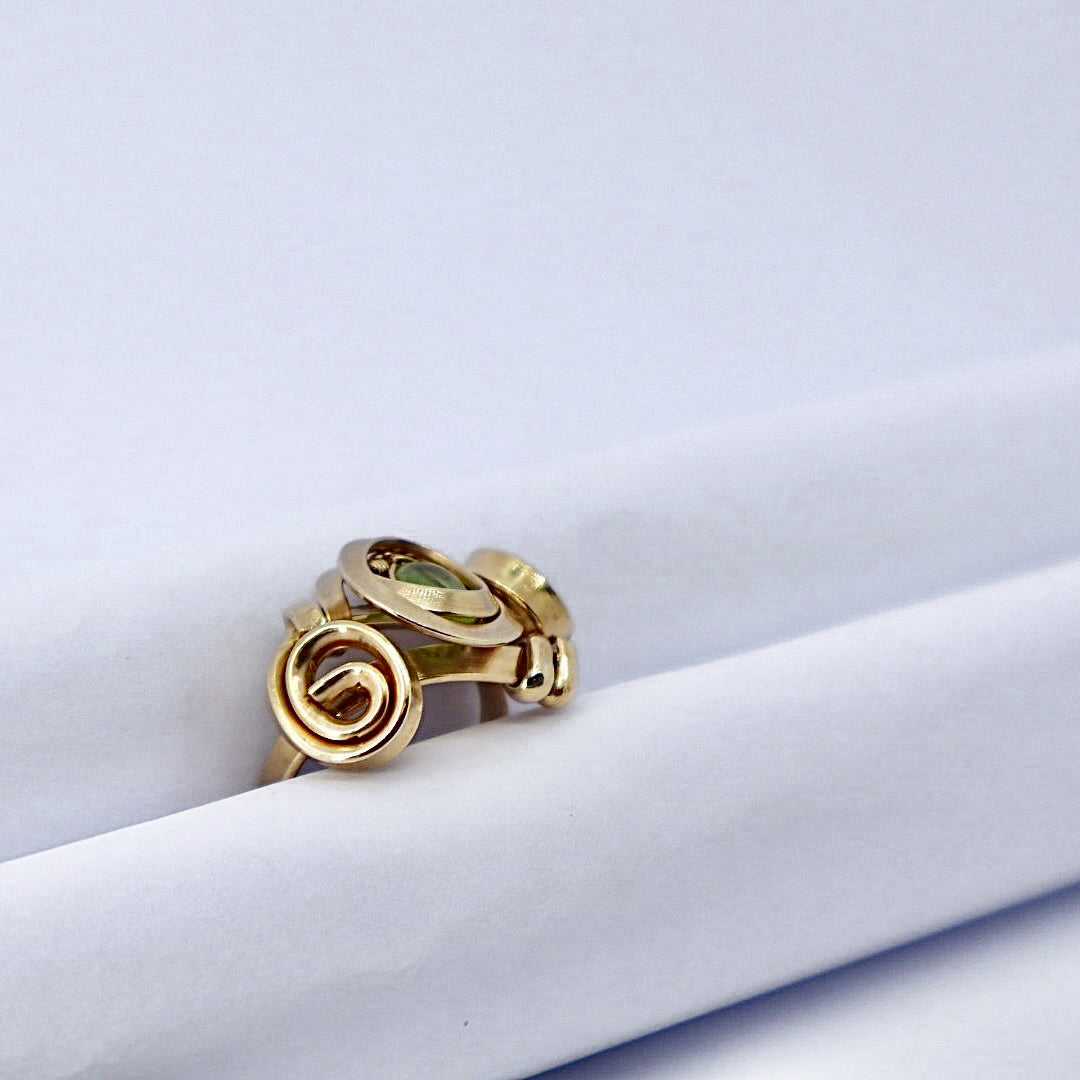 Gala Peridot Olivina Gold Plated Solid Sterling Silver Ring