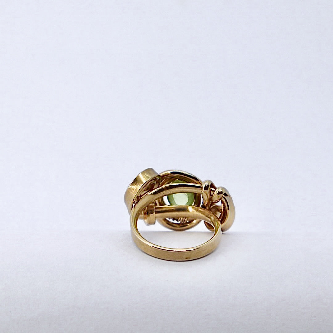 Gala Peridot Olivina Gold Plated Solid Sterling Silver Ring