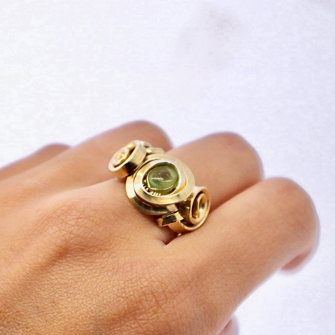 Gala Peridot Olivina Gold Plated Solid Sterling Silver Ring