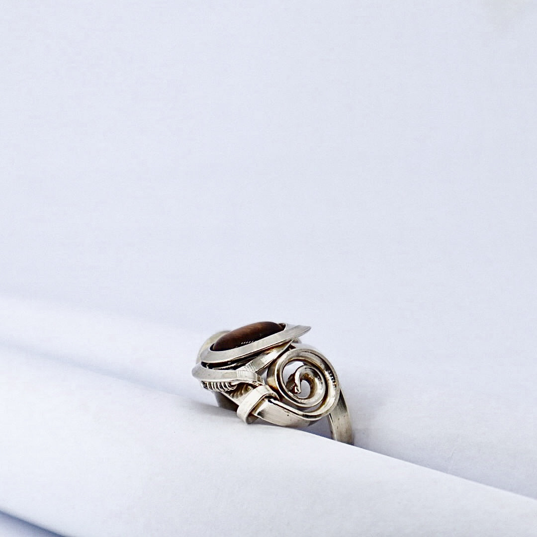 Gala Tiger Eye Solid Sterling Silver Ring