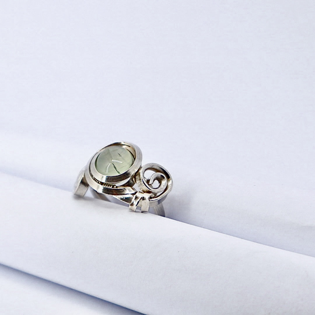 Gala Prehnite Solid Sterling Silver Ring