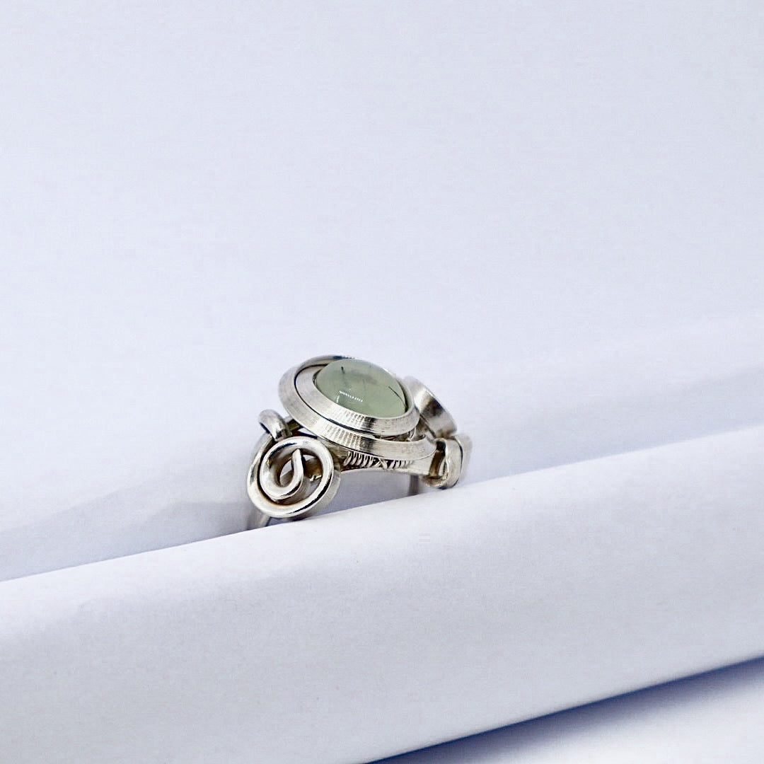 Gala Prehnite Solid Sterling Silver Ring
