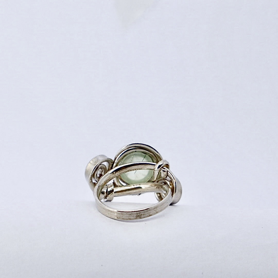 Gala Prehnite Solid Sterling Silver Ring
