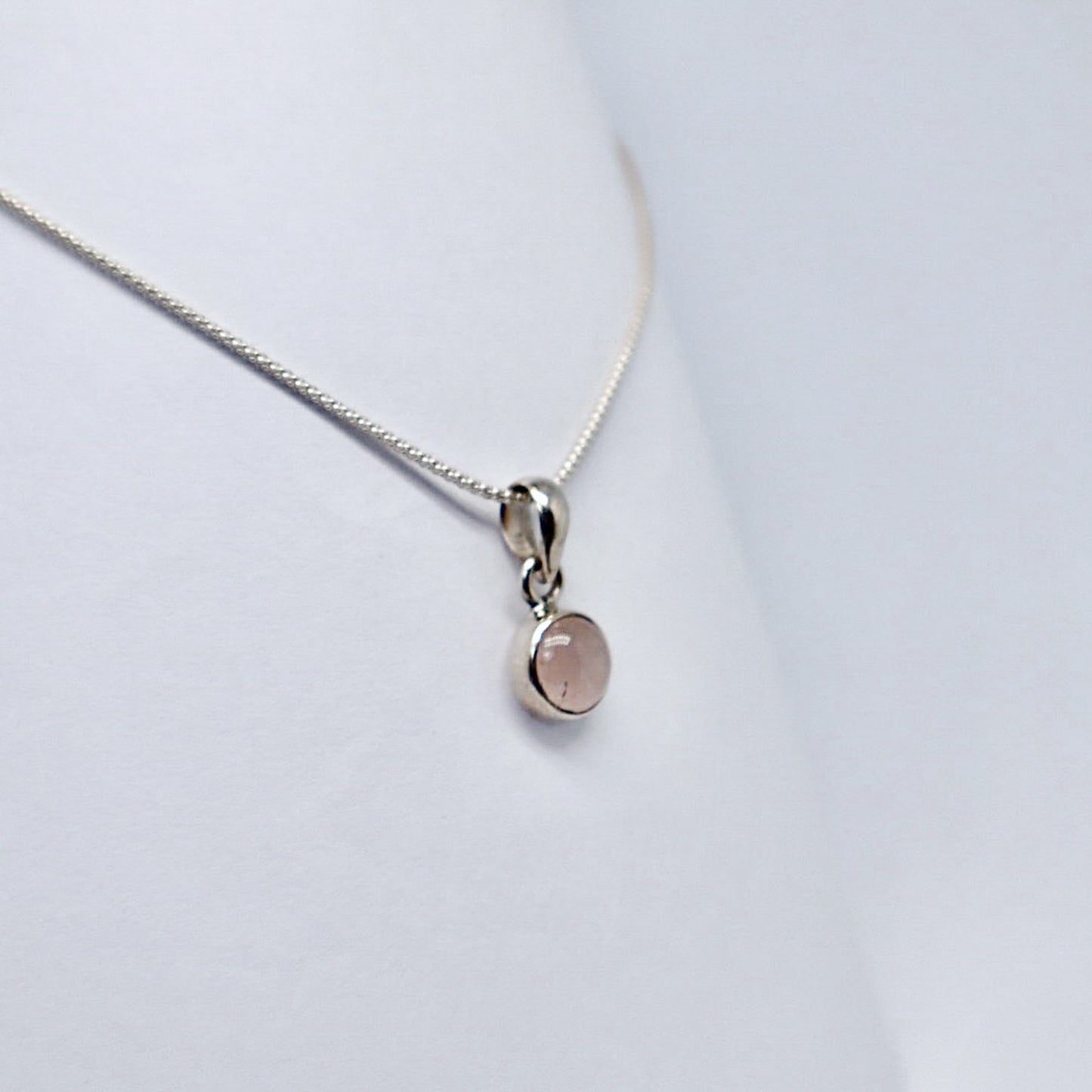 Silver Quartz Rose Necklace