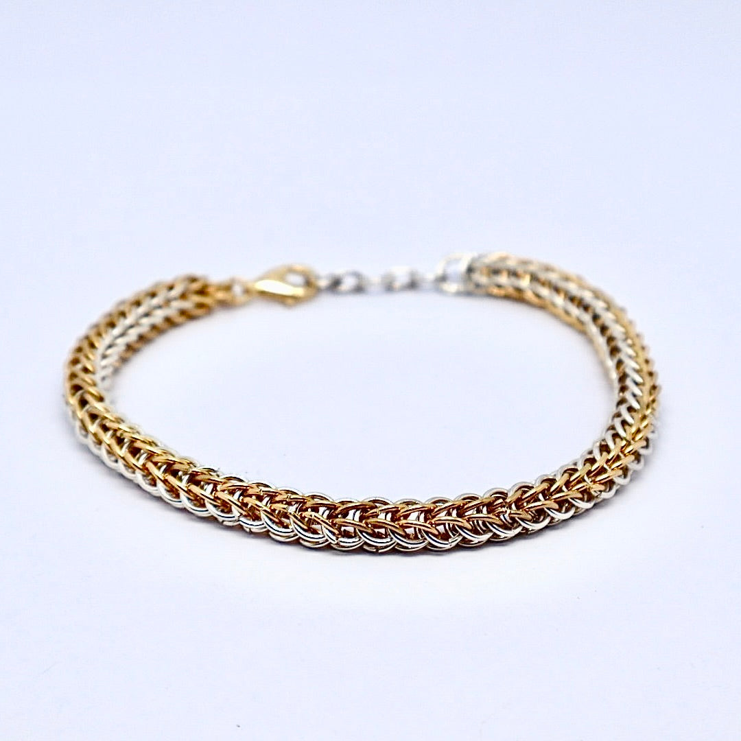 Persian Chainmail Silver and Gold Plated 24k Bracelet