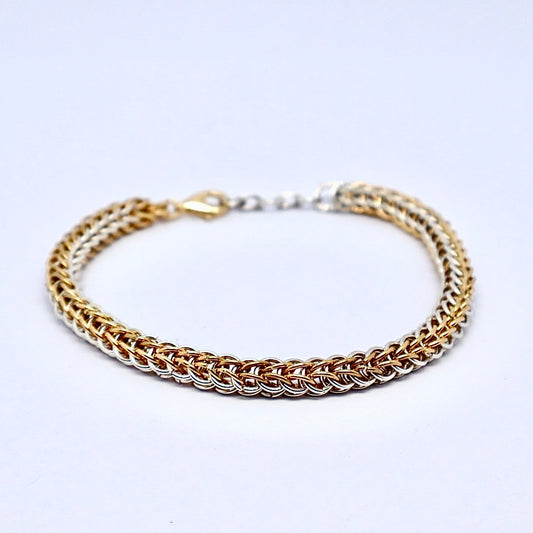 Persian Chainmail Silver and Gold Plated 24k Bracelet