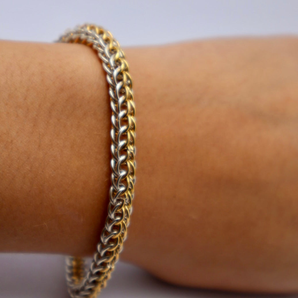 Persian Chainmail Silver and Gold Plated 24k Bracelet