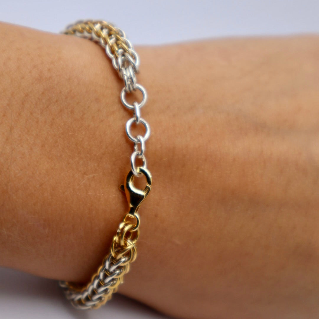 Persian Chainmail Silver and Gold Plated 24k Bracelet