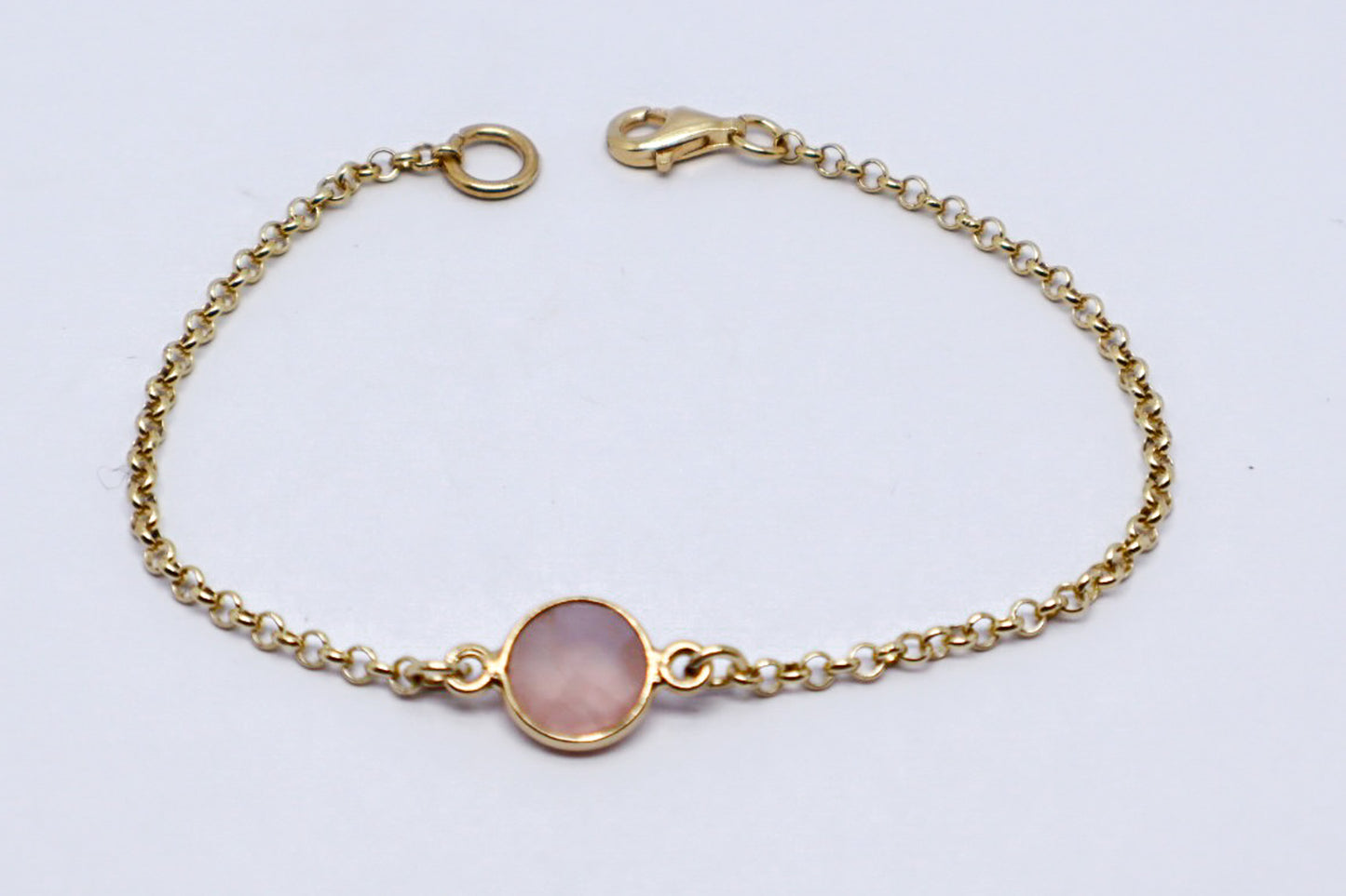 Quartz Rose 24k Gold Plated Sterling Silver Bracelet