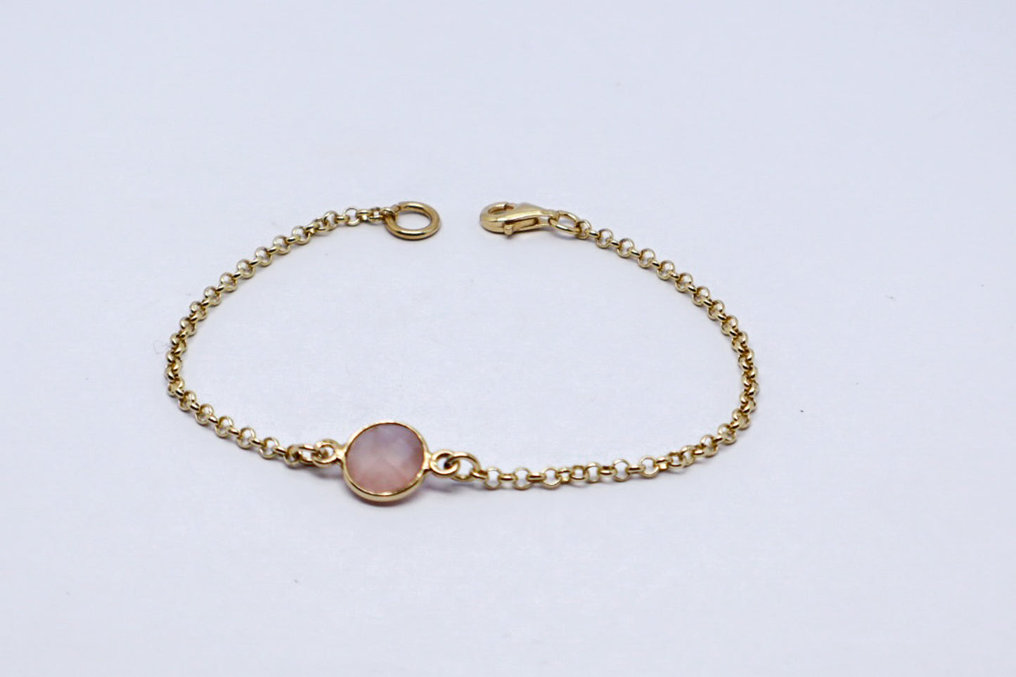 Quartz Rose 24k Gold Plated Sterling Silver Bracelet