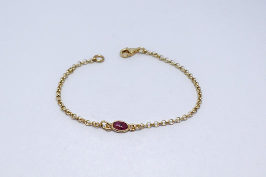 Garnet 24k Gold Plated Sterling Silver Bracelet