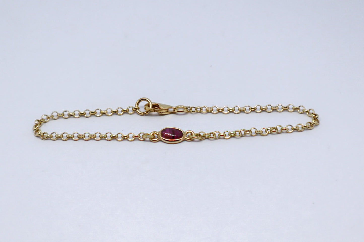 Garnet 24k Gold Plated Sterling Silver Bracelet
