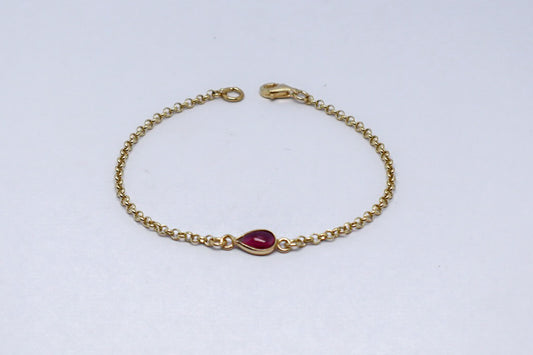 Garnet 24k Gold Plated Sterling Silver Bracelet