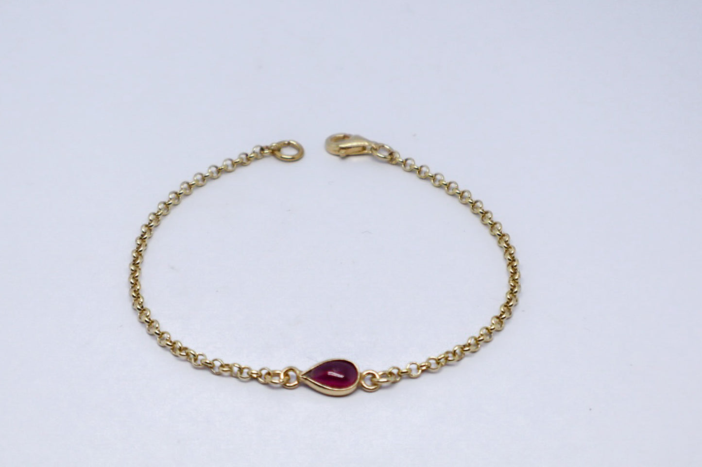 Garnet 24k Gold Plated Sterling Silver Bracelet