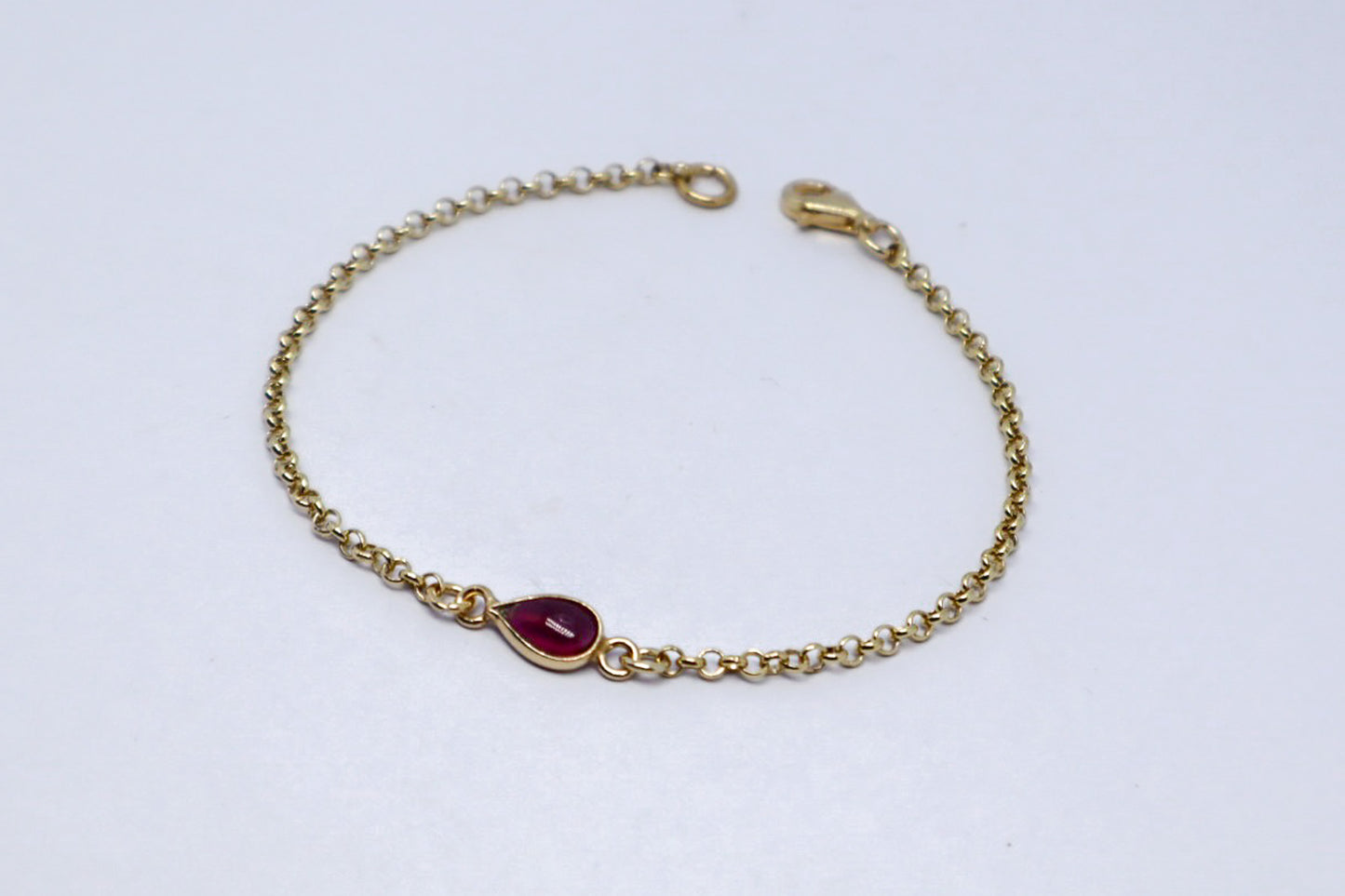 Garnet 24k Gold Plated Sterling Silver Bracelet