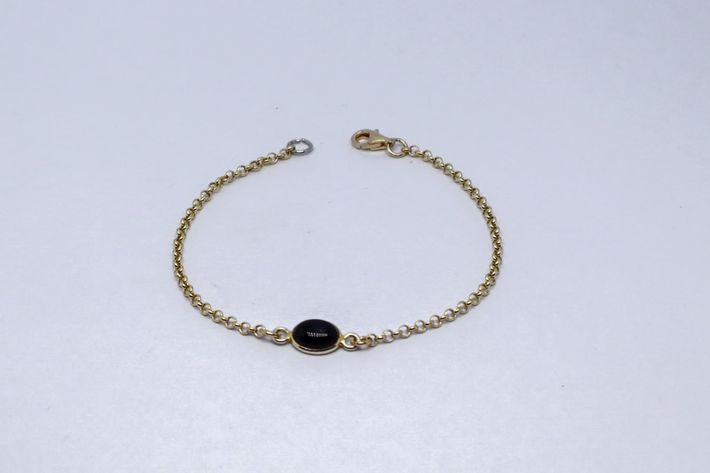 Black Onyx 24k Gold Plated Sterling Silver Bracelet