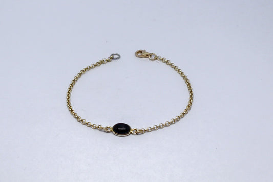 Black Onyx 24k Gold Plated Sterling Silver Bracelet