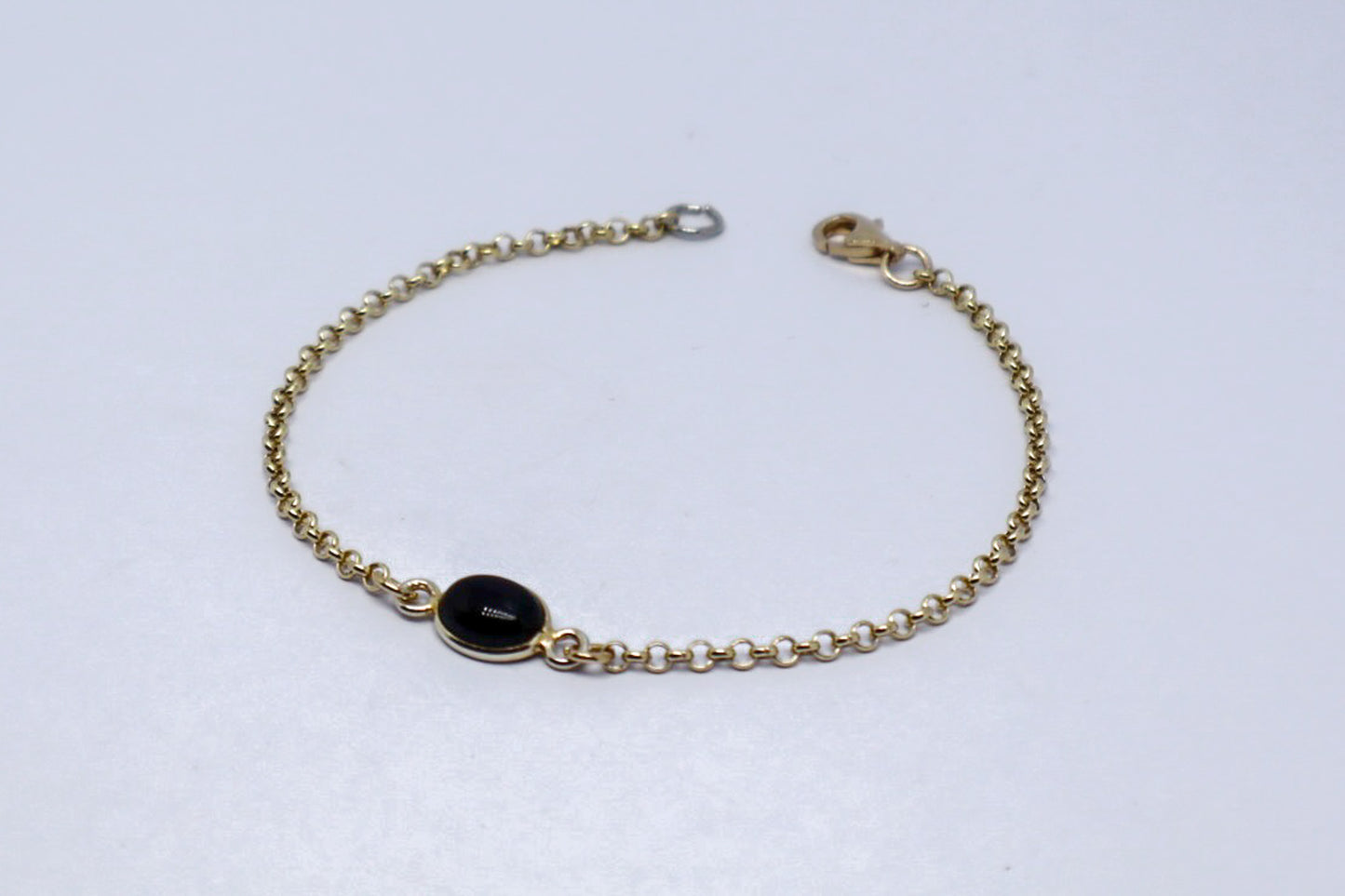 Black Onyx 24k Gold Plated Sterling Silver Bracelet