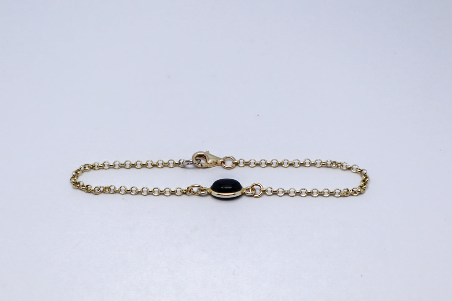 Black Onyx 24k Gold Plated Sterling Silver Bracelet