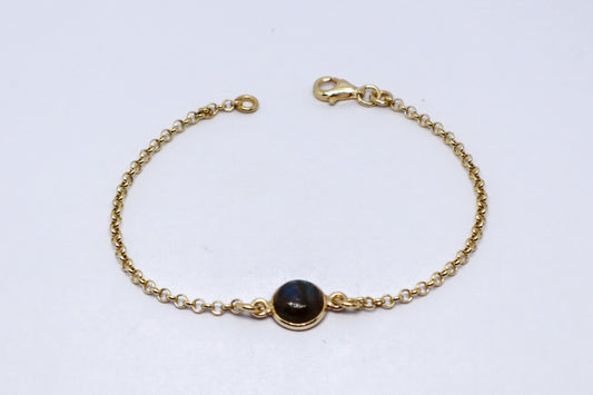 Labradorite 24k Gold Plated Sterling Silver Bracelet