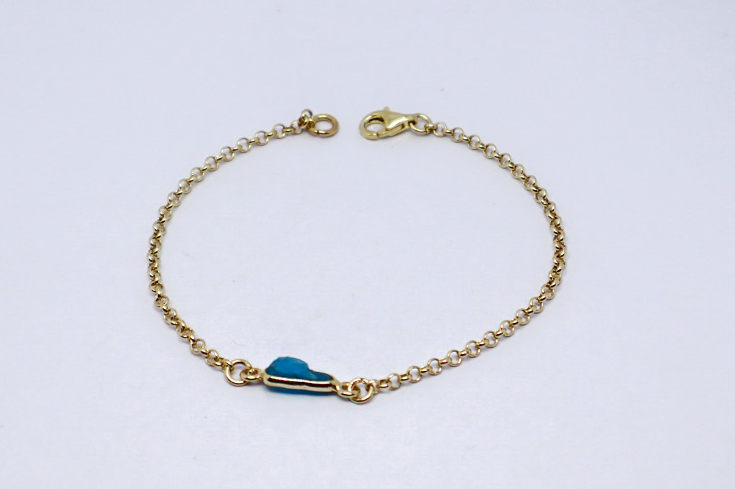 Raw Blue Topaz 24k Gold Plated Sterling Silver Bracelet