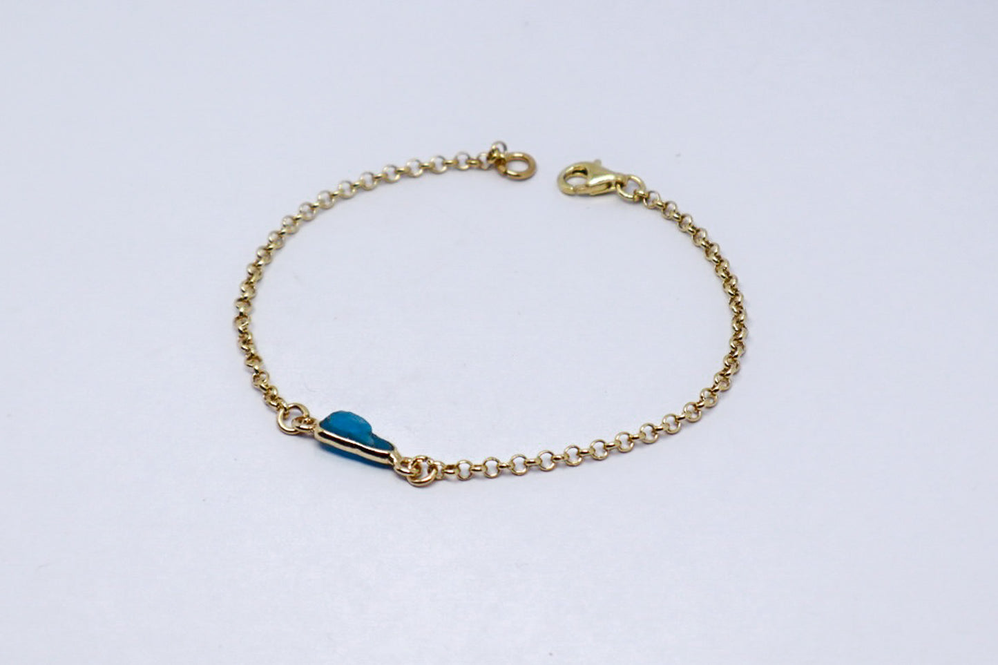 Raw Blue Topaz 24k Gold Plated Sterling Silver Bracelet
