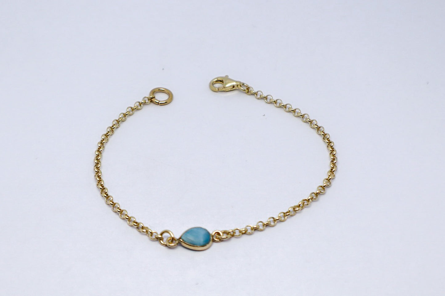 Larimar 24k Gold Plated Sterling Silver Bracelet