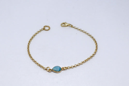 Larimar 24k Gold Plated Sterling Silver Bracelet