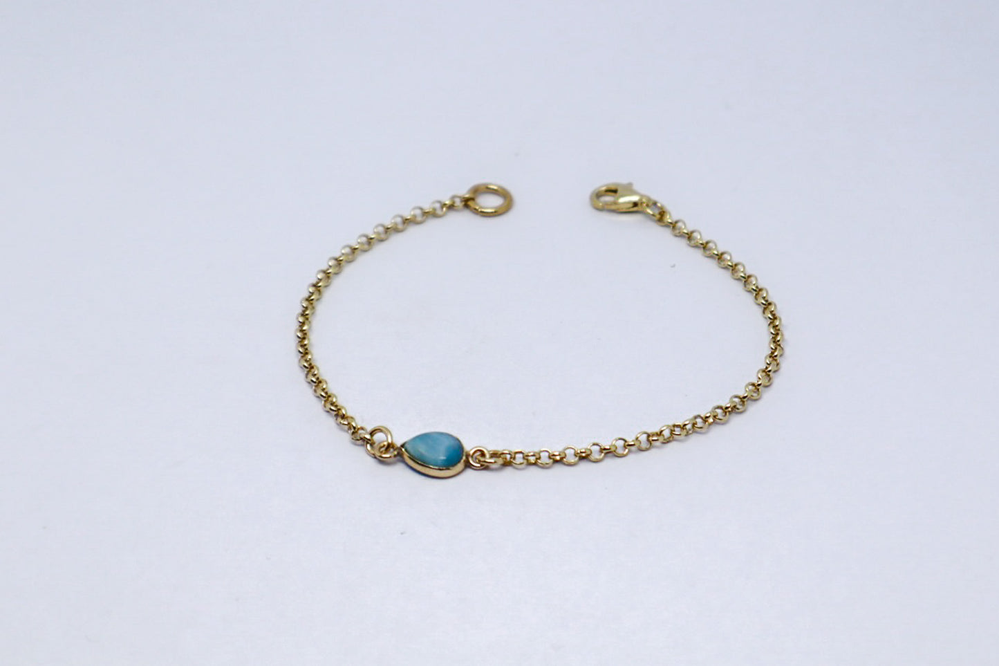 Larimar 24k Gold Plated Sterling Silver Bracelet