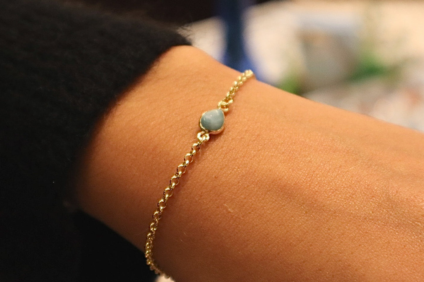 Larimar 24k Gold Plated Sterling Silver Bracelet