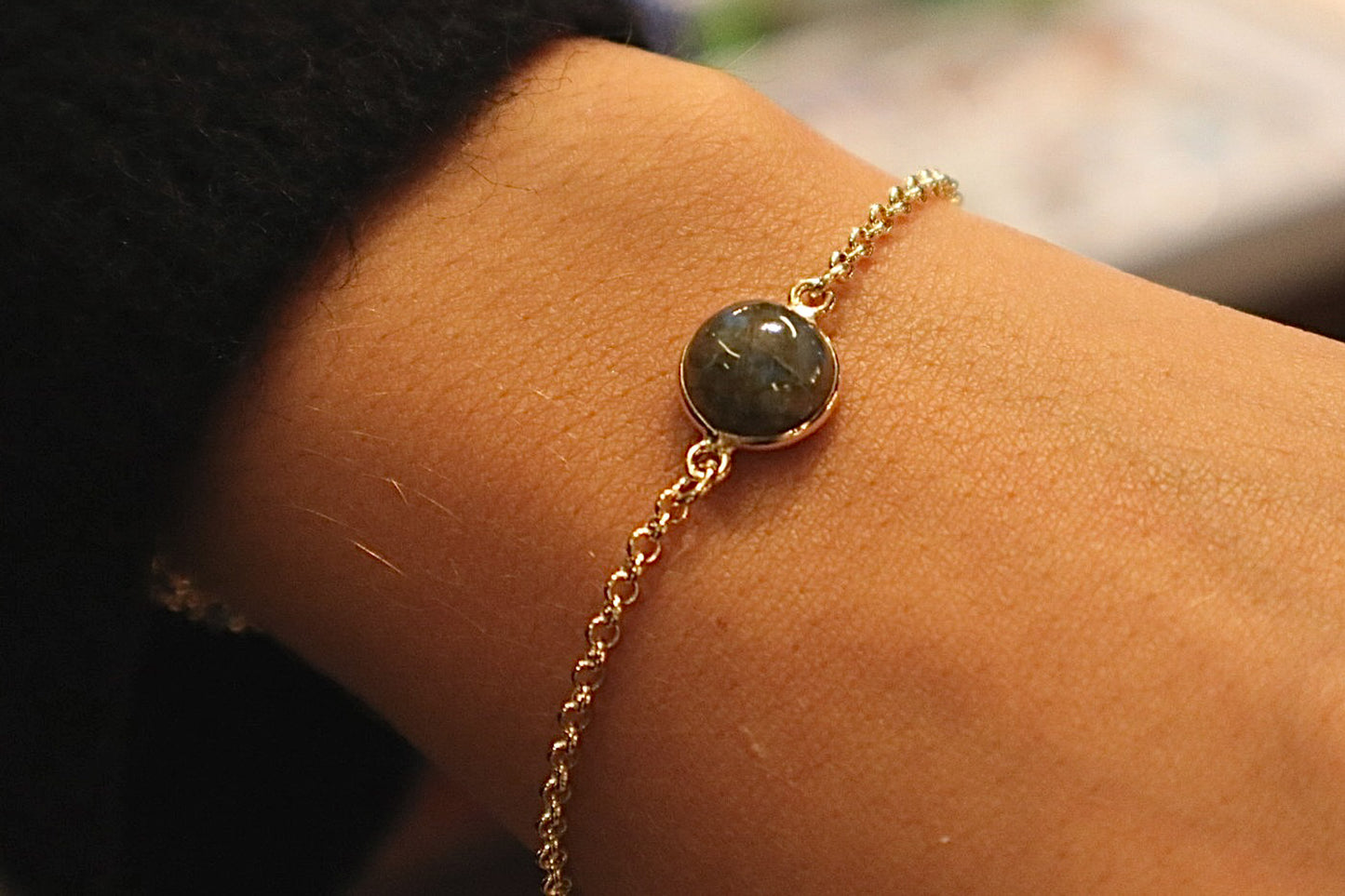 Labradorite 24k Gold Plated Sterling Silver Bracelet