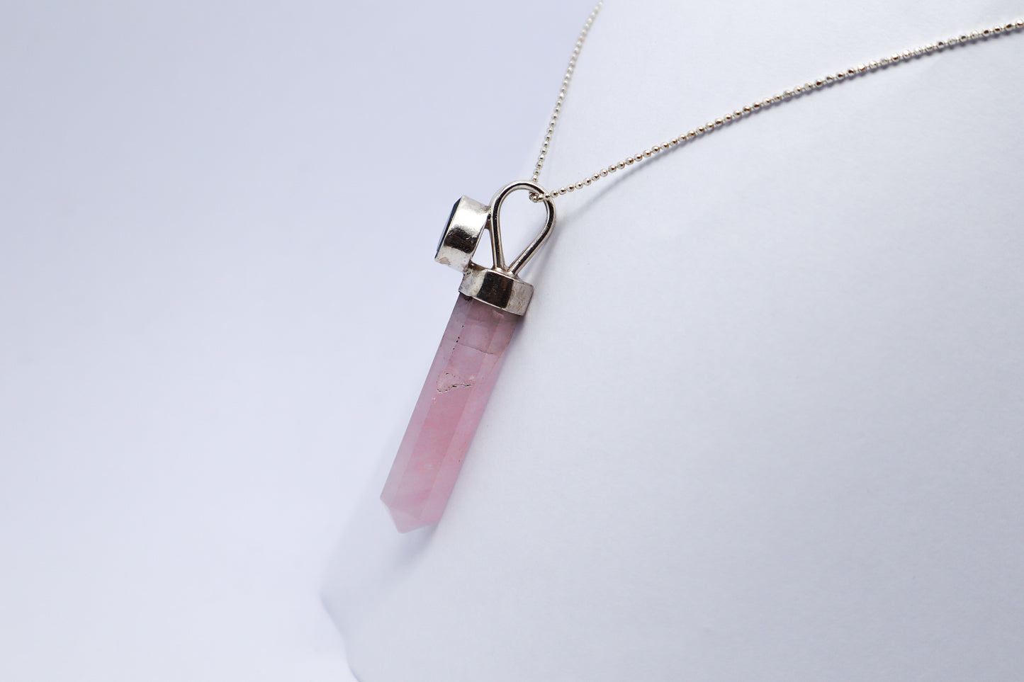 Quartz Rose and Topaz Sterling Silver Necklace