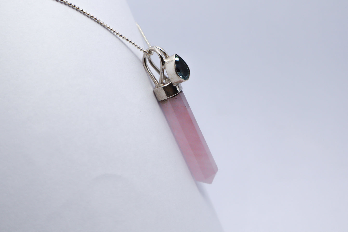 Quartz Rose and Topaz Sterling Silver Necklace