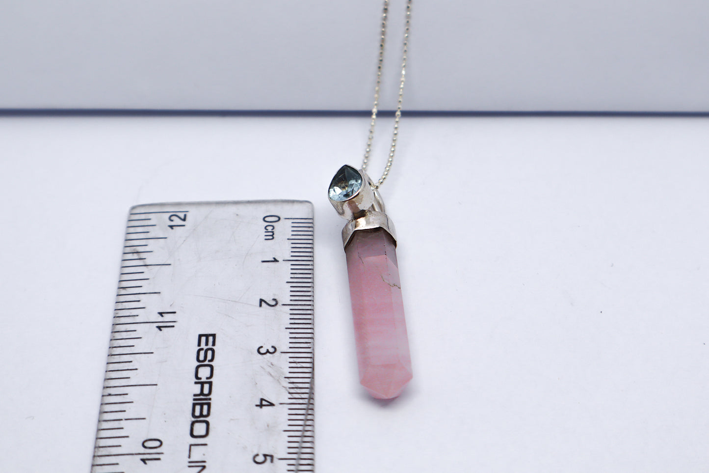 Quartz Rose and Topaz Sterling Silver Necklace