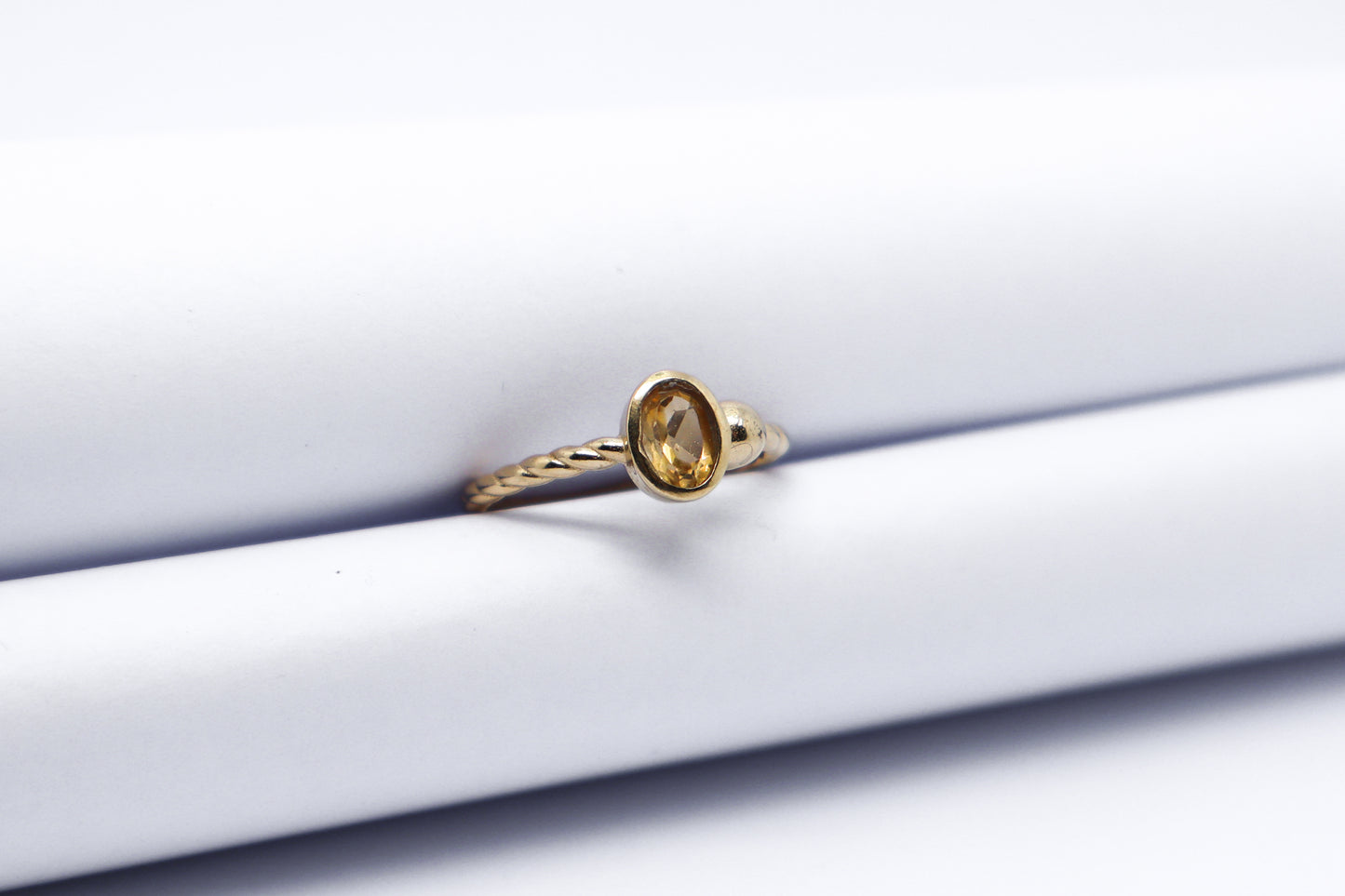 Citrine Gold Plated Solid Sterling Silver Ring