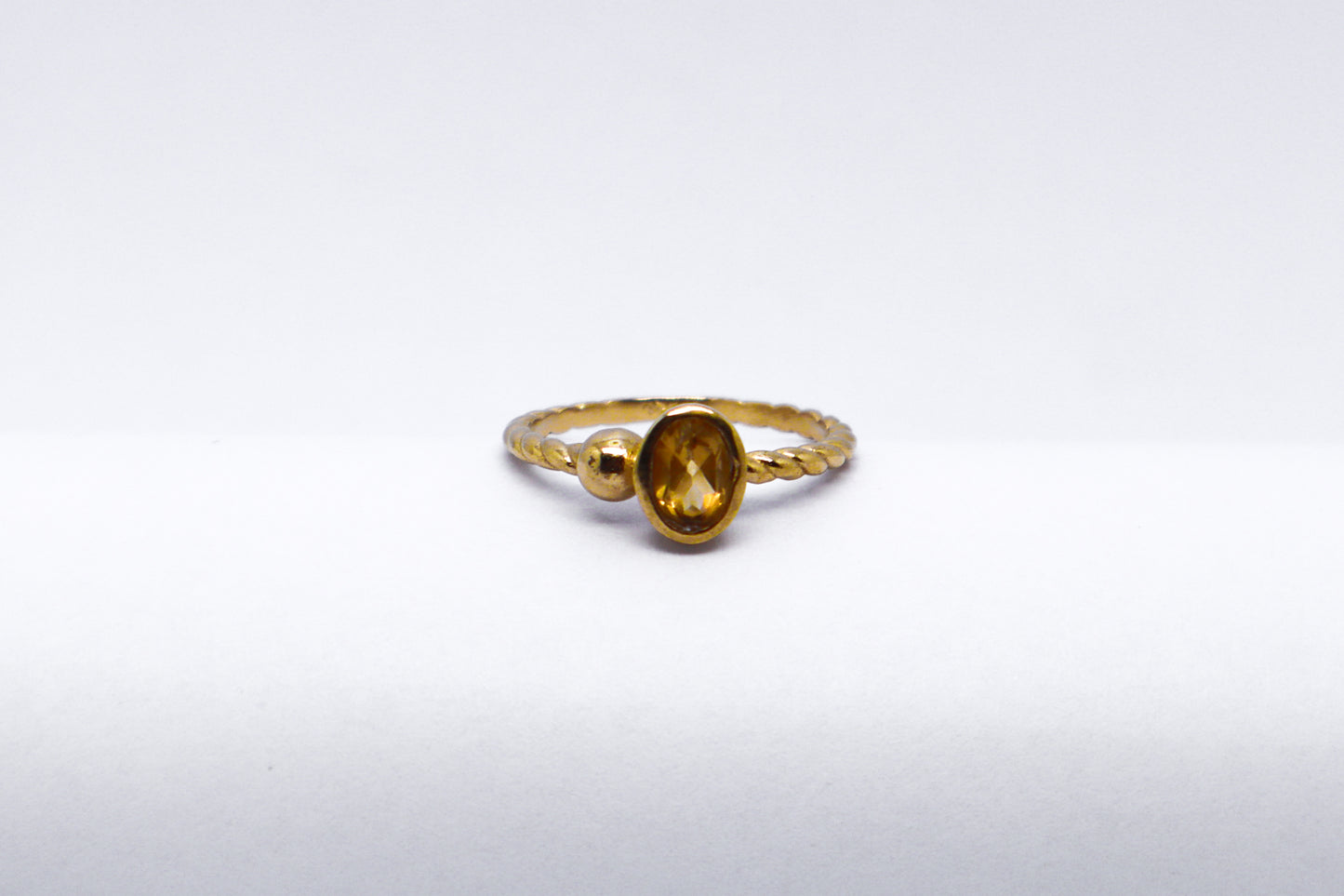 Citrine Gold Plated Solid Sterling Silver Ring