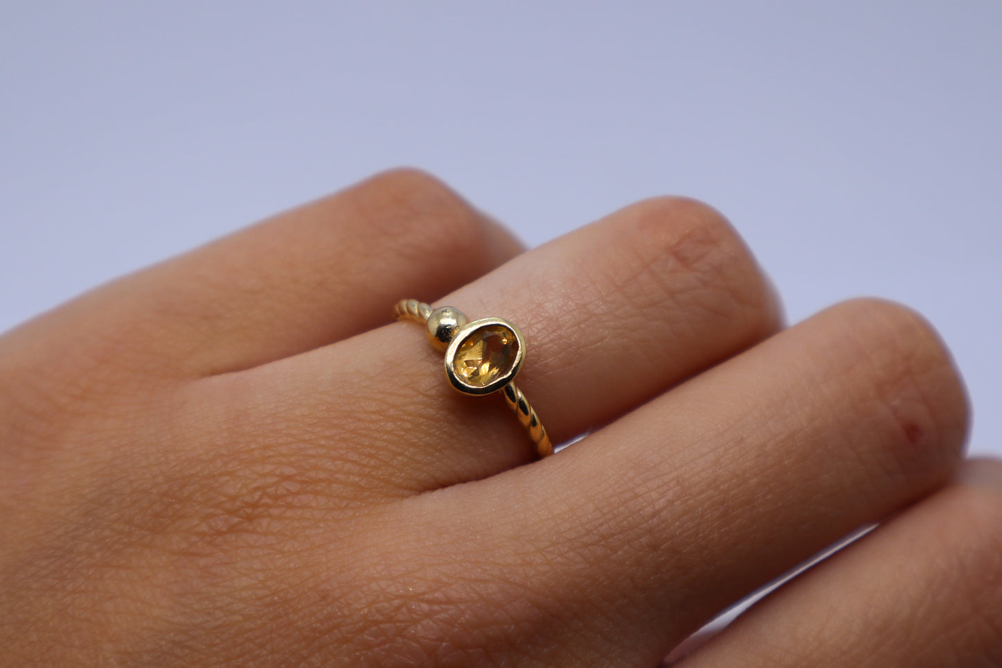 Citrine Gold Plated Solid Sterling Silver Ring