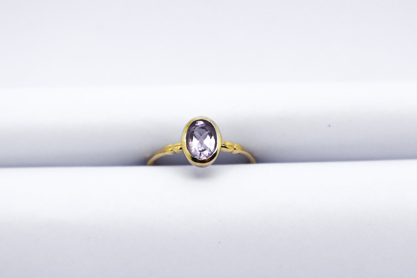 Amethyst Gold Plated Solid Sterling Silver Ring