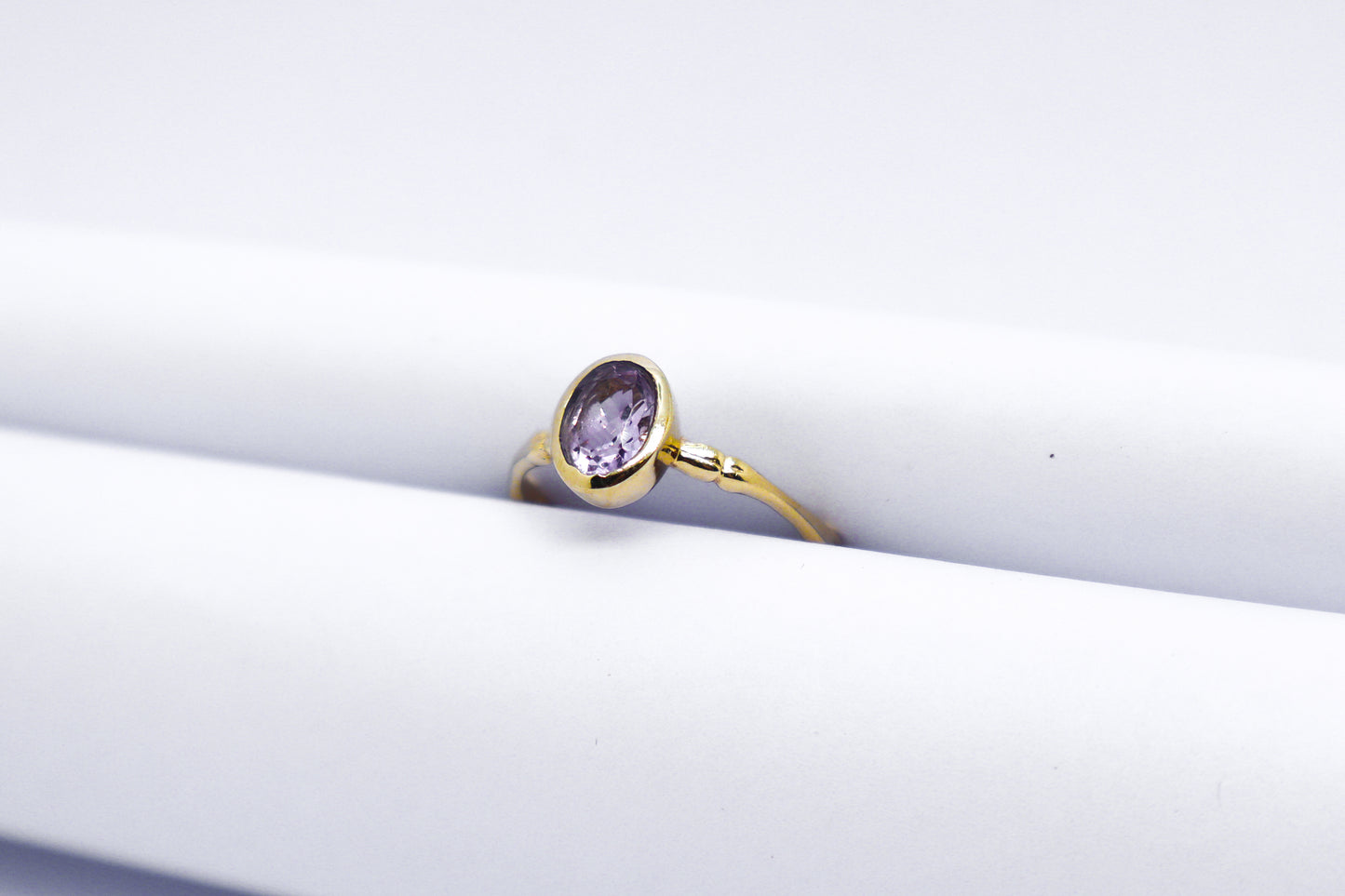 Amethyst Gold Plated Solid Sterling Silver Ring