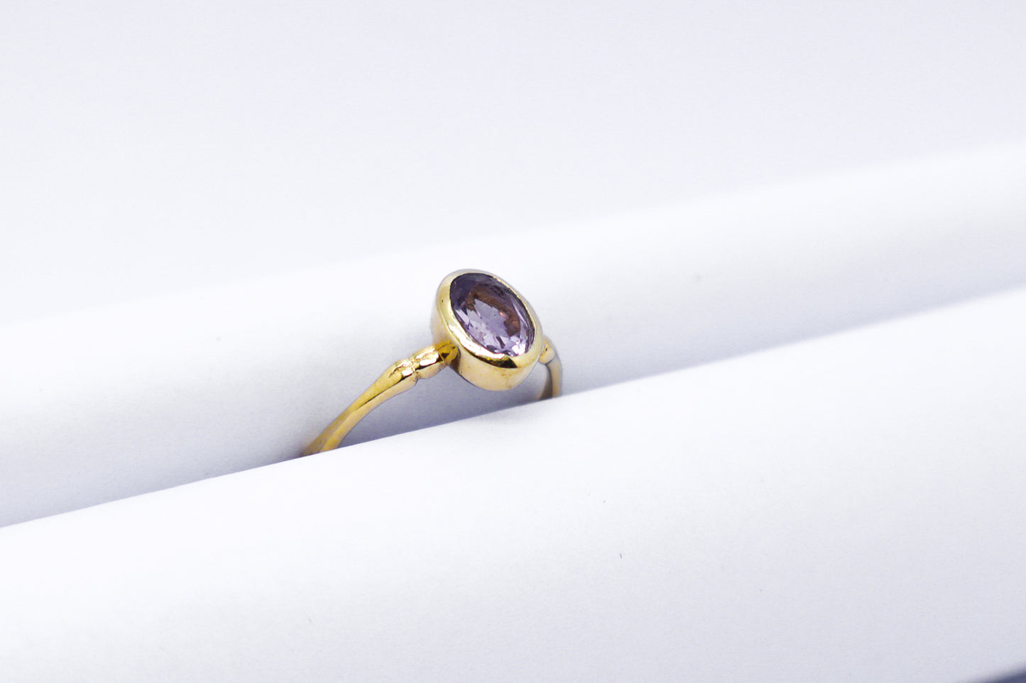 Amethyst Gold Plated Solid Sterling Silver Ring